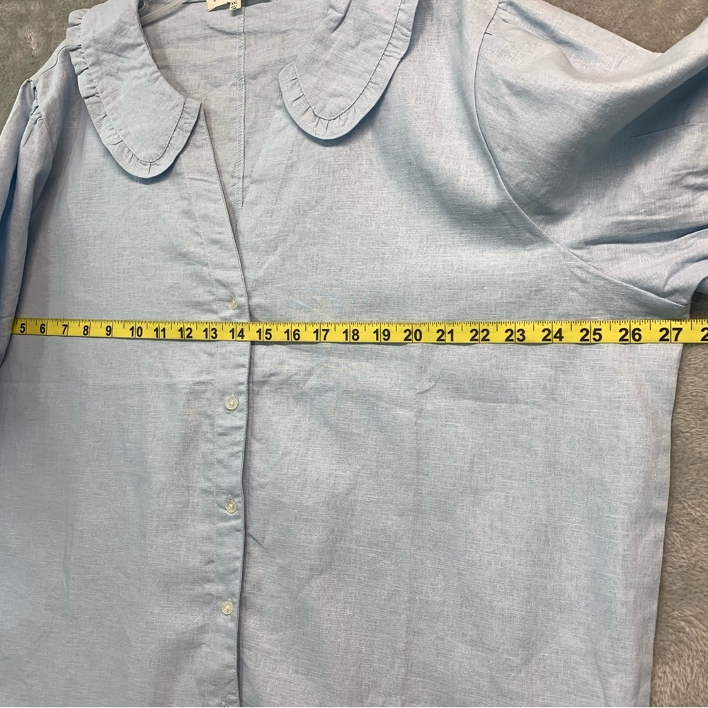 Brass and Roe Baby Blue Cotton Plus Blouse Size XXL NWOT - Picture 3 of 6